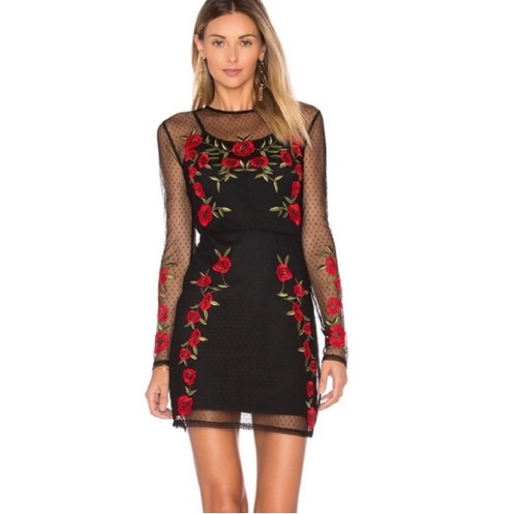 Lovers + Friends x Revolve Morella Black Lace Rose Dress - Picture 2 of 9